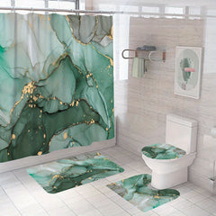 Waterproof Marble Shower Curtain & Bathroom Rug Set