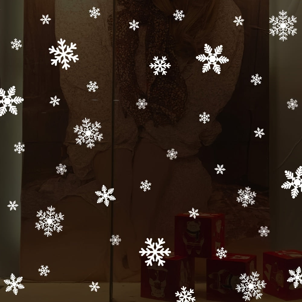 27pcs Christmas Window Cling Film Snowflake Window Decals Static Window Stickers