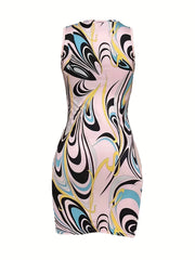  Sexy Geometric Print Mini Tank Dress