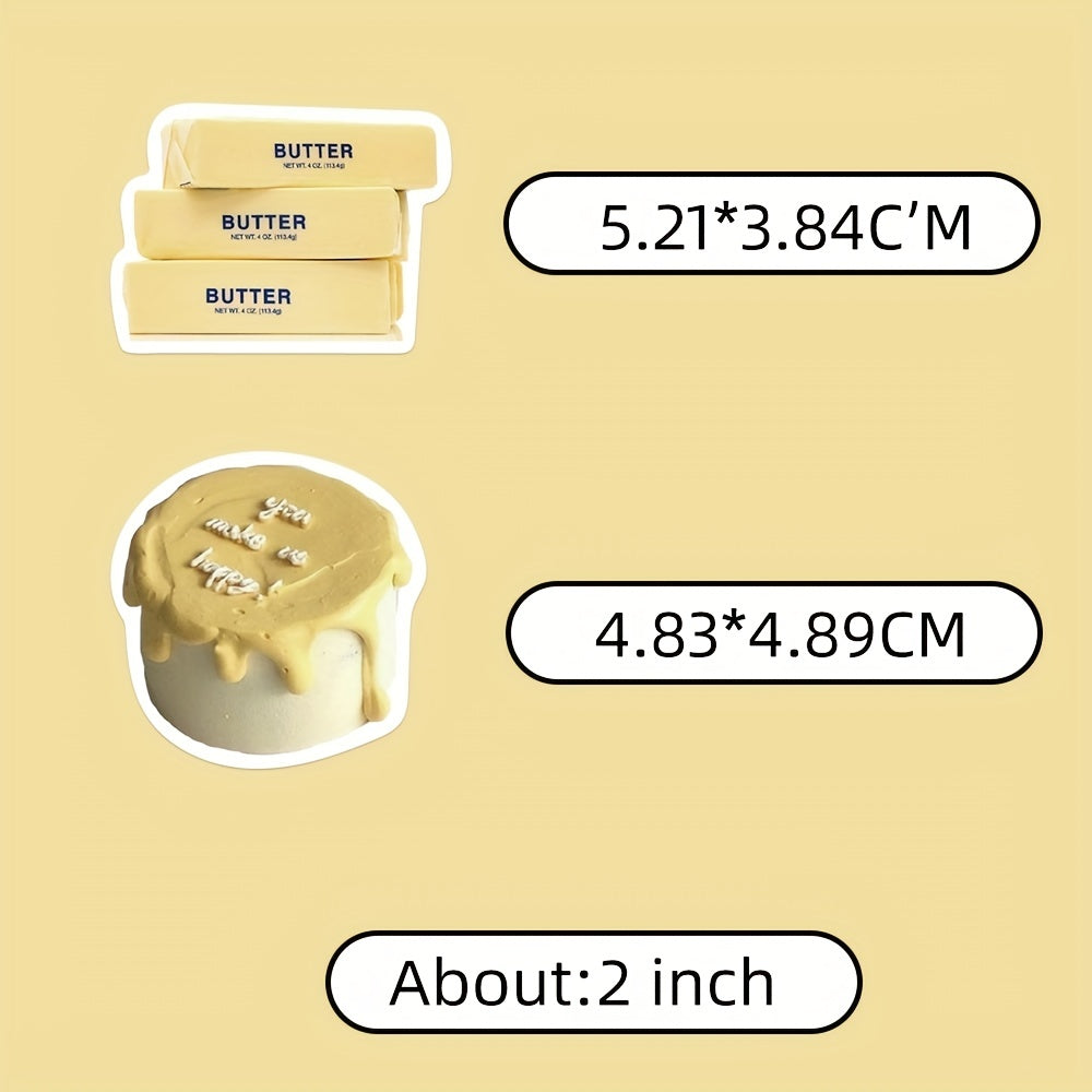 63pcs Butter Bread Stickers for Phone Laptop Waterproof Stickers
