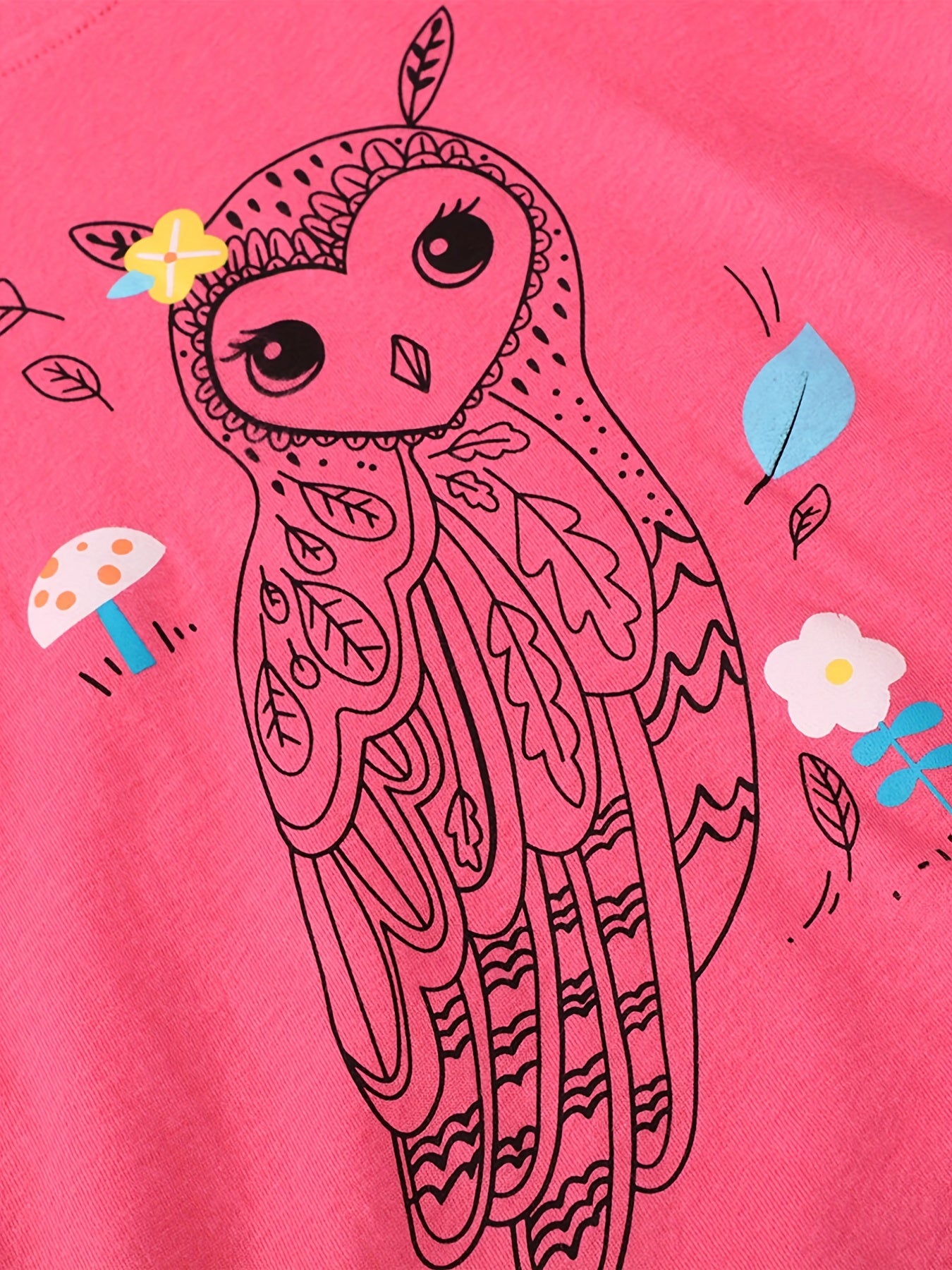Girls Cartoon Embroidered Cotton Long Sleeve T-shirt