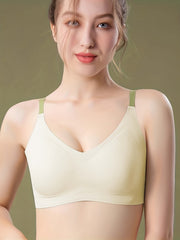 Colorblock Wireless Push Up Bra