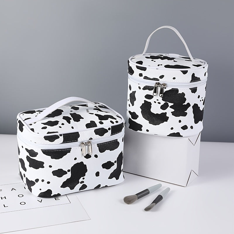 Cow Print Makeup Bag with Zipper Closure