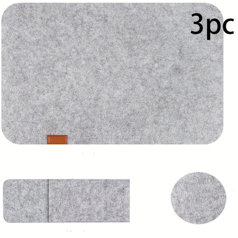 3pcs Felt Placemat Set with Coaster & Fork Bag