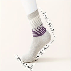 5 Pairs Men's Striped Crew Cotton Socks Deodorant Sweat Absorbing Casual