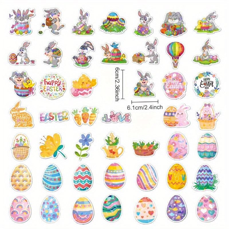 100pcs Easter Stickers Holographic Vinyl Reusable