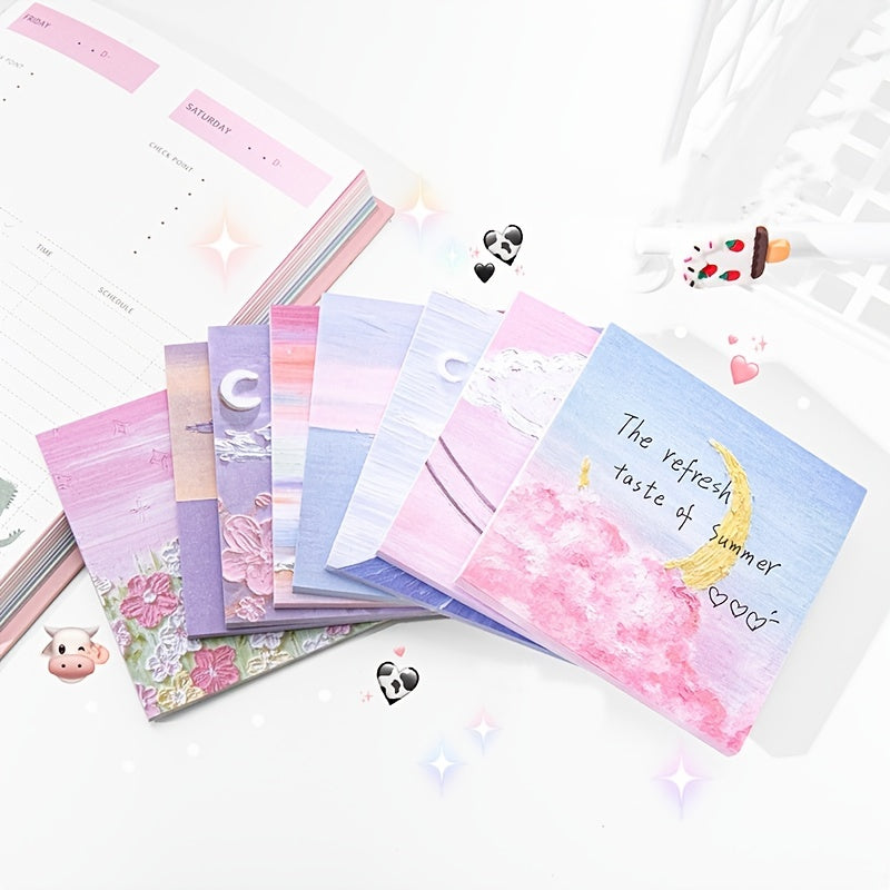 4pcs Painting Style Sticky Notes 3.15in for Students