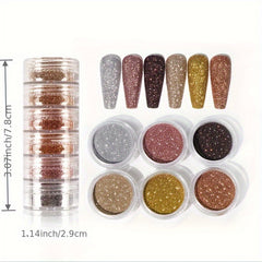 6 Boxes Holographic Nail Glitter Set
