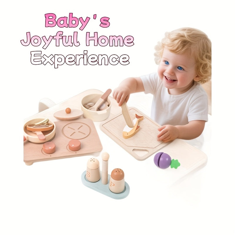 16pcs Wooden Kitchen Toy Set Interactive Cooking Game Indoor Educational Toy