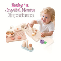 16pcs Wooden Kitchen Toy Set Interactive Cooking Game Indoor Educational Toy