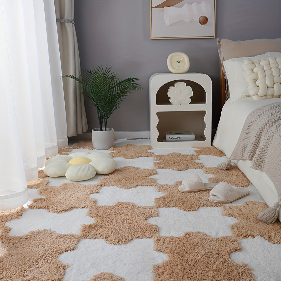 Thick Plush Shag Puzzle Floor Mat Soft Interlocking Carpet Fluffy Area Rugs