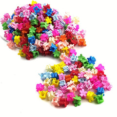 100pcs Y2K Style Flower Hair Clips Mini Hair Edge Clips for Baby Girls