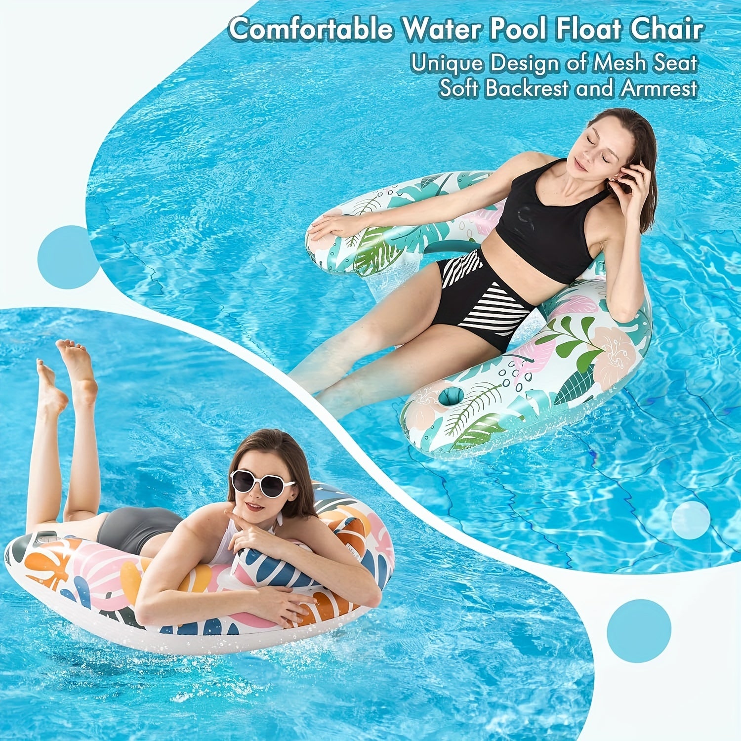 Inflatable Pool Float Chair - Floating Lounge Float for Swimming