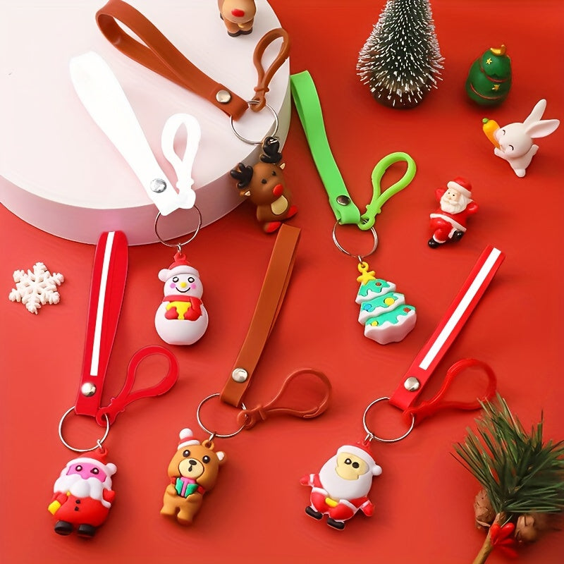 1pc Cartoon Silicone Christmas Keychain Family Party Small Gift