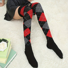 Argyle Thigh High Socks Women's Stockings