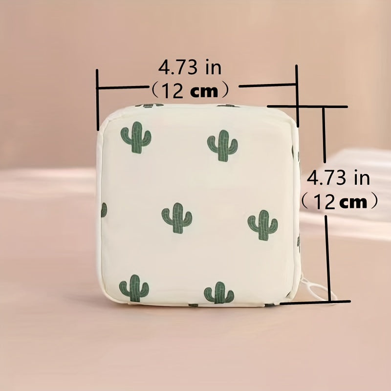 Cartoon Pattern Zipper Storage Bag Portable Sanitary Napkin Bag
