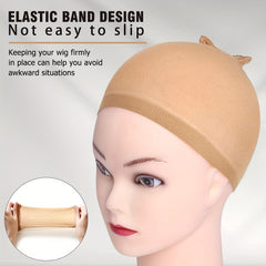 8PCS Stretchable Nylon Wig Caps & Elastic Bands Set for Women Nude Color