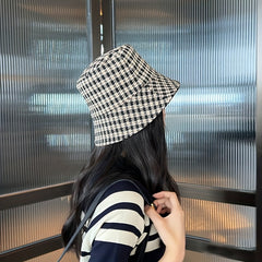 Reversible Houndstooth Bucket Hat Lightweight Basin Hat Outdoor Sunscreen Travel