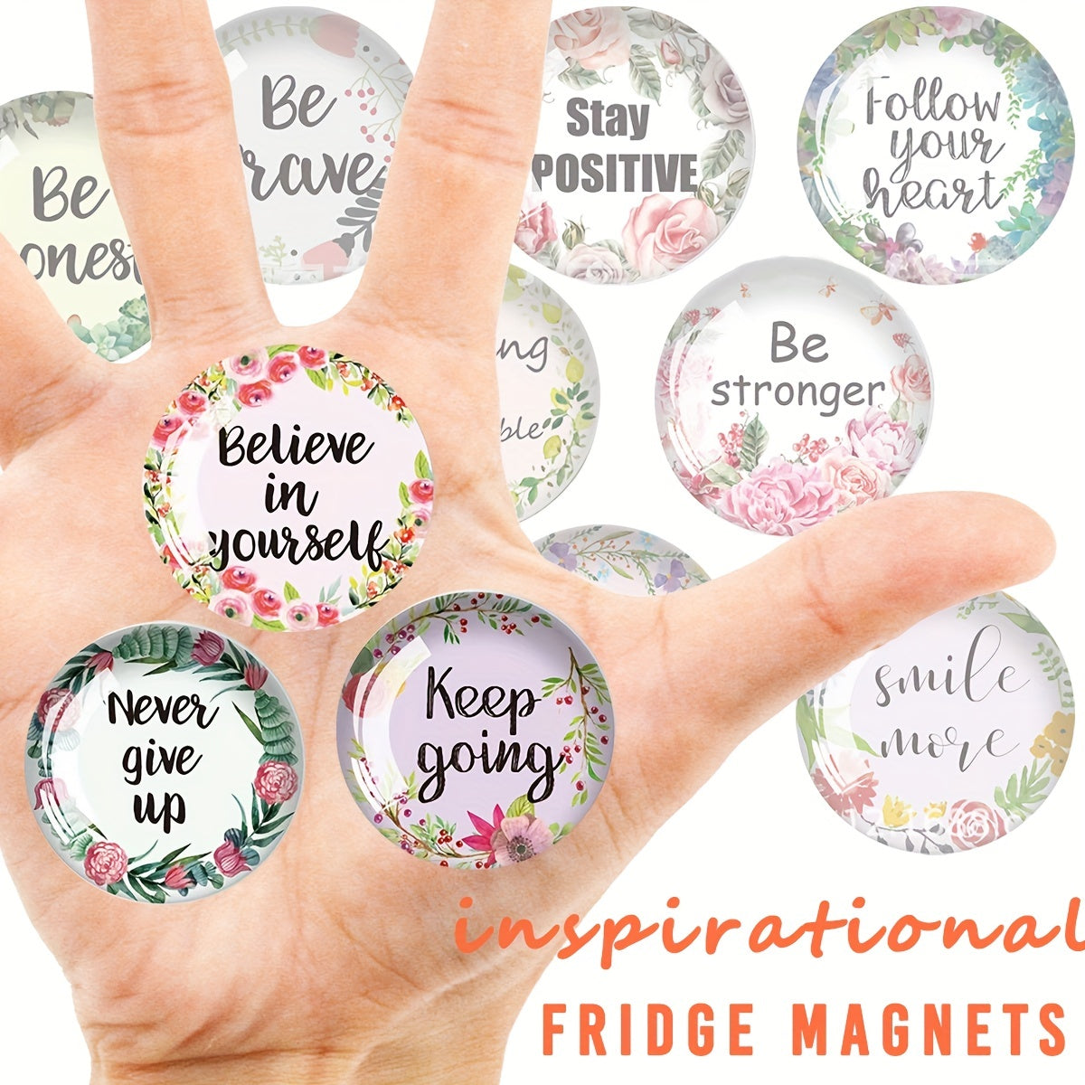 12pcs Glass Fridge Magnets Inspirational Decorative Magnets