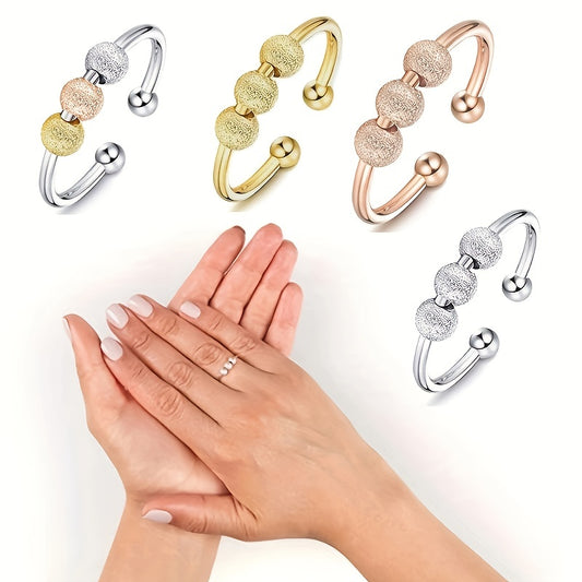 Rotatable Three Bead Fingertip Ring for Stress Relief