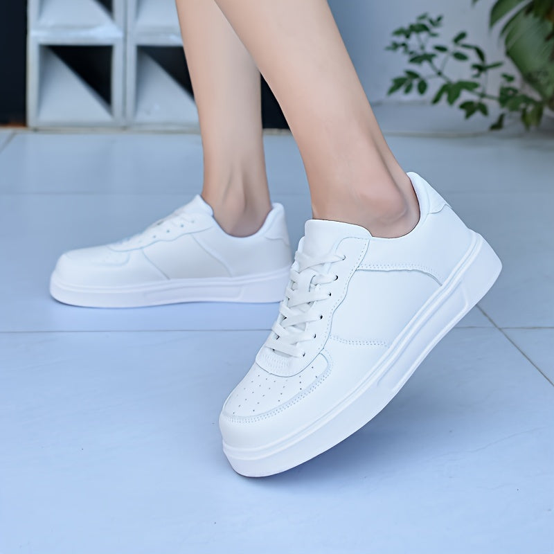 Women's Block Lace up Low Top Fashionable Board Shoes