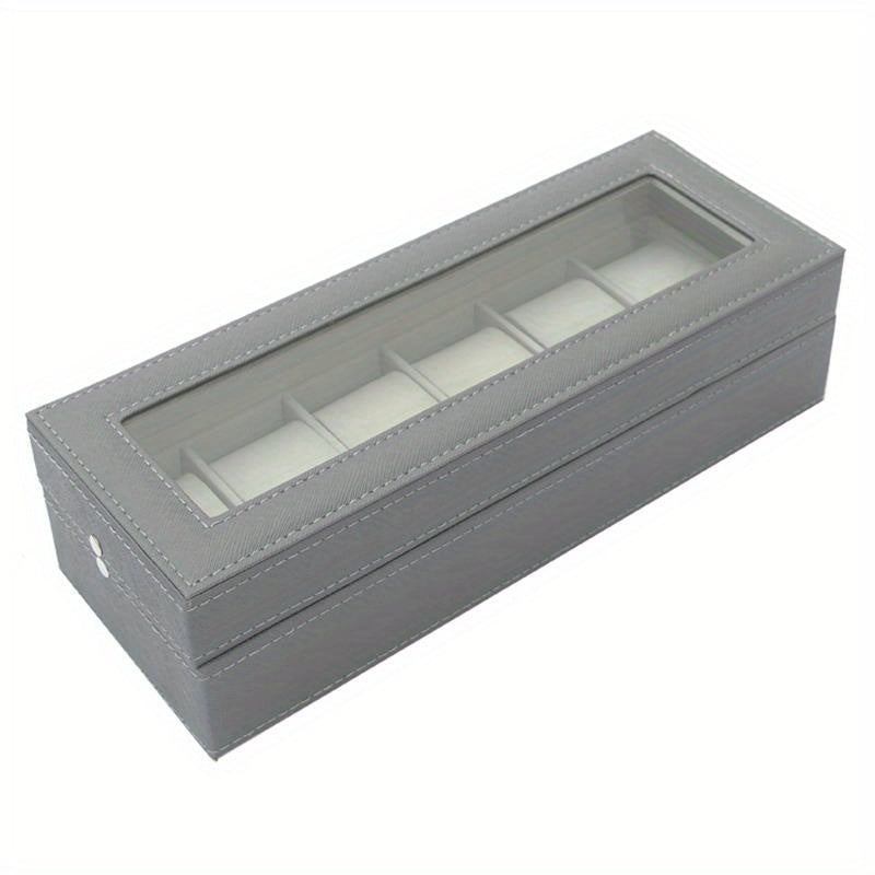 6 Slot Men's Watch Box PU Leather Display Storage Father's Gift