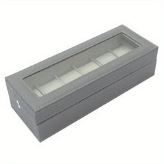 6 Slot Men's Watch Box PU Leather Display Storage Father's Gift