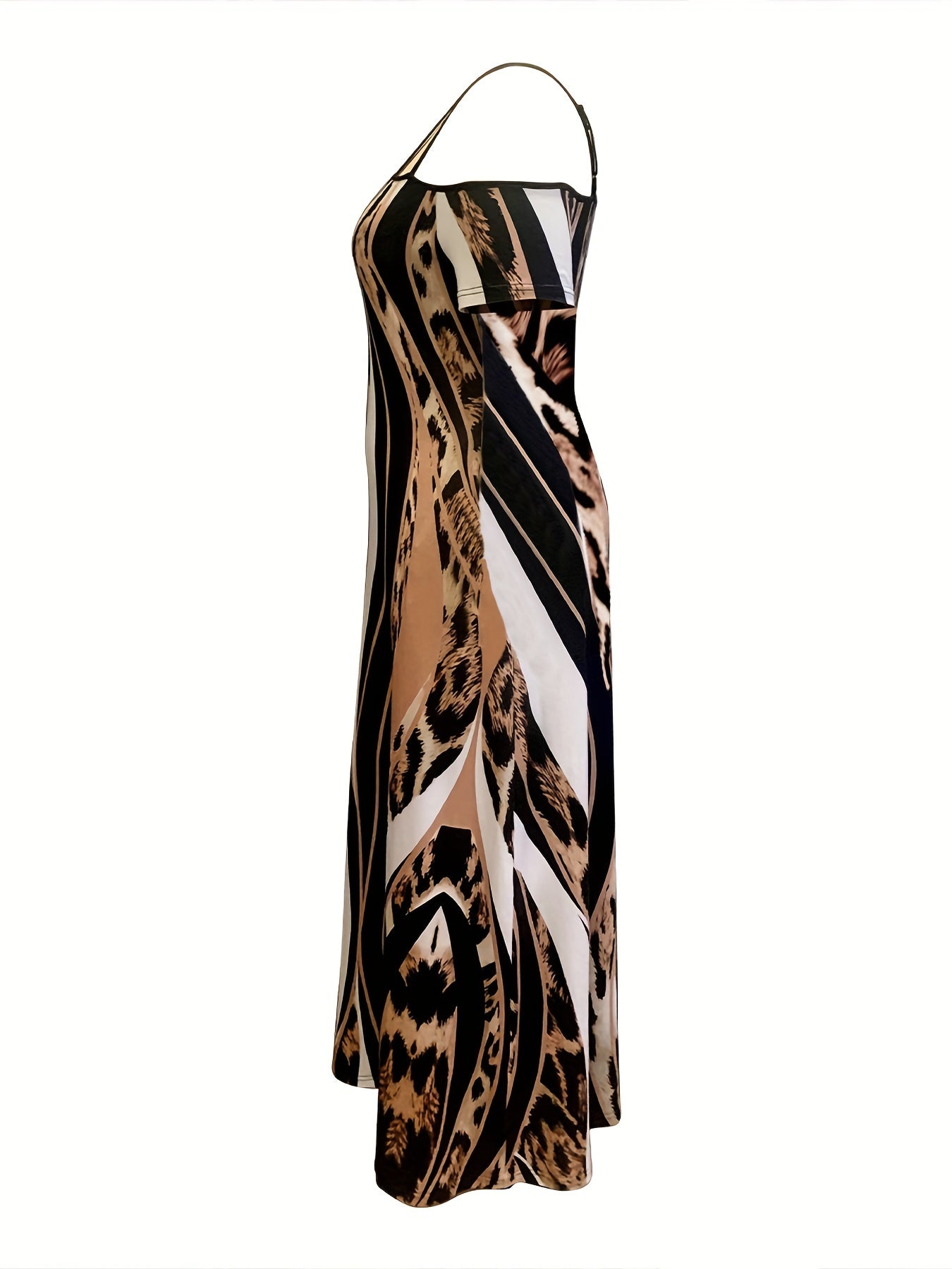  Colorblock Leopard Print Maxi Dress