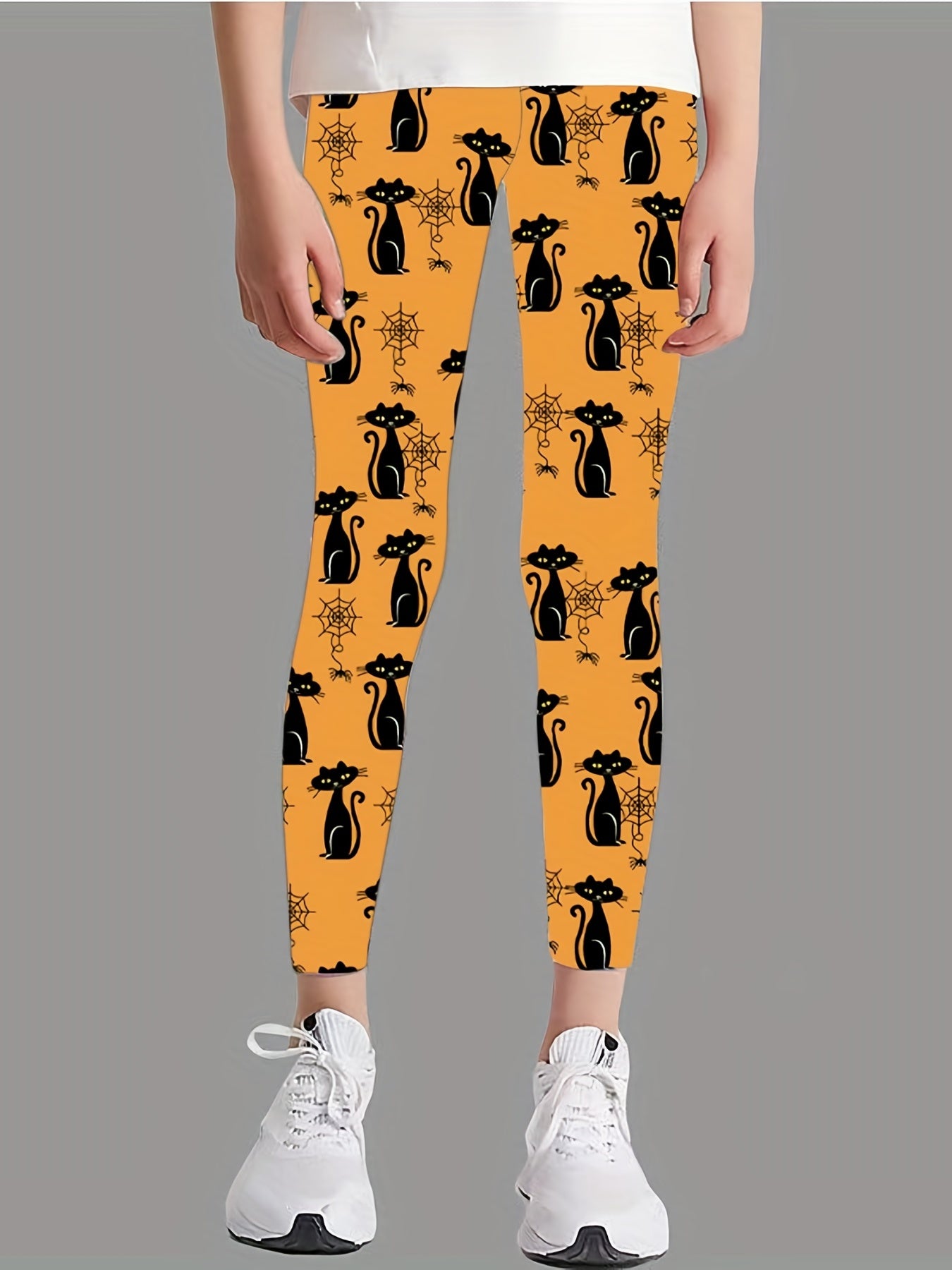 Girl's Skull Full Print Tight Leggings for Halloween
