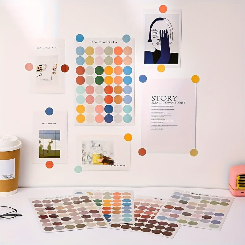 5 Sheets Polka Dot Stickers 2 16 Cm Labels Morandi Round Stickers