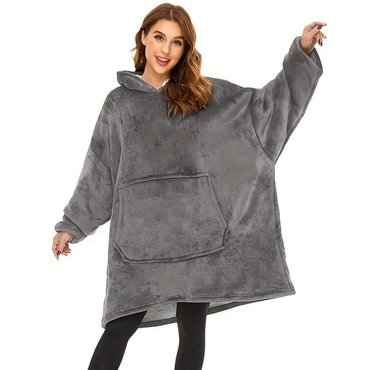 Unisex Wearable Blanket Fleece Plush Hooded Casual Comfortable Blanket