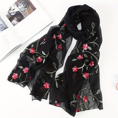 Peach Blossom Embroidered Scarf Windproof Sun Proof