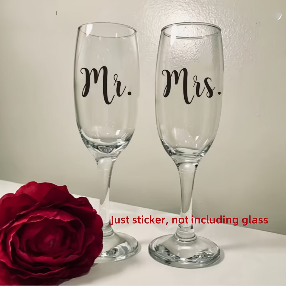 Mr & Mrs Wine Glass Decorations with Vinyl Stickers