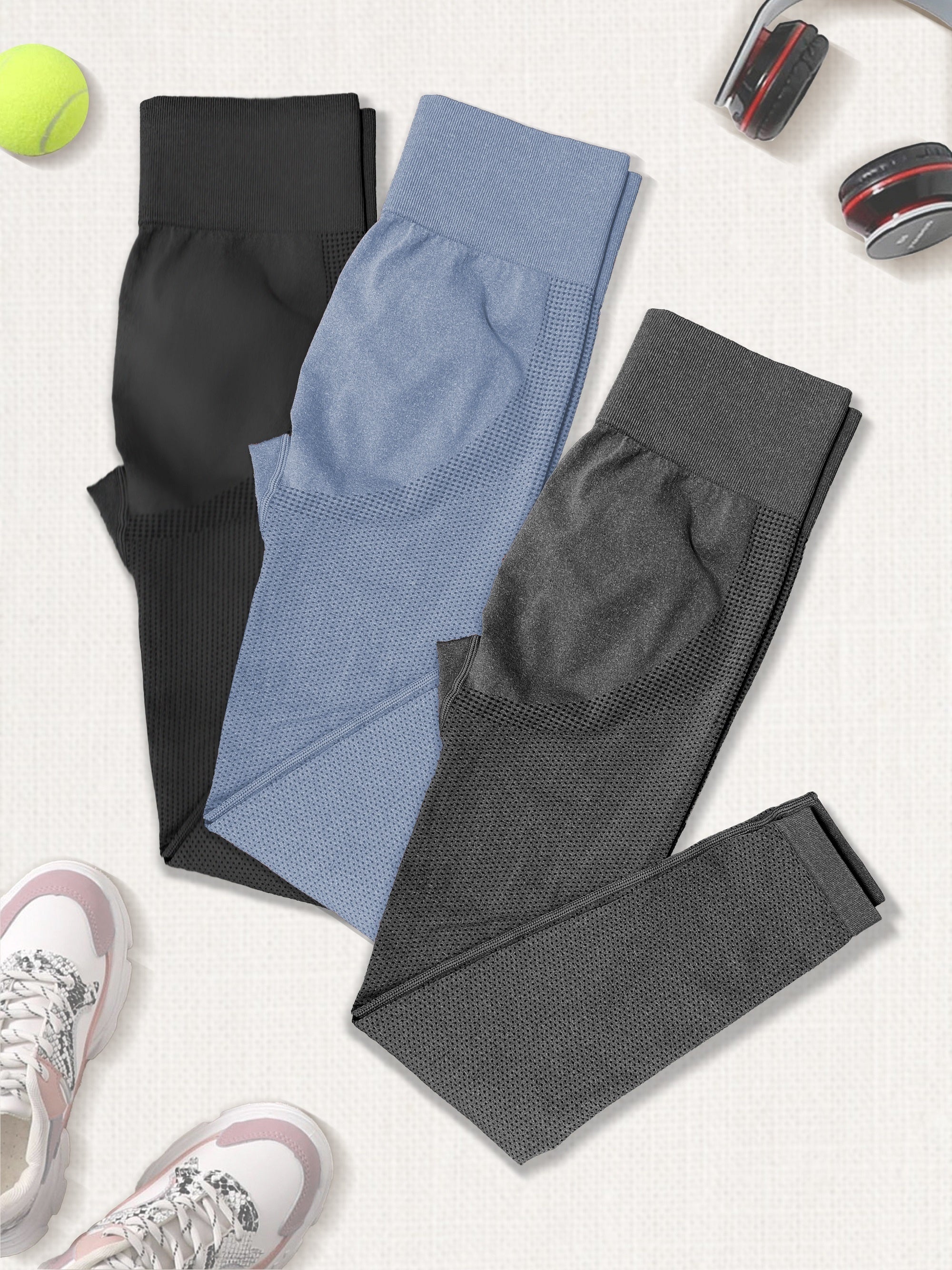 3Pcs High Waist Seamless Yoga Pants Slim Fit Leggings