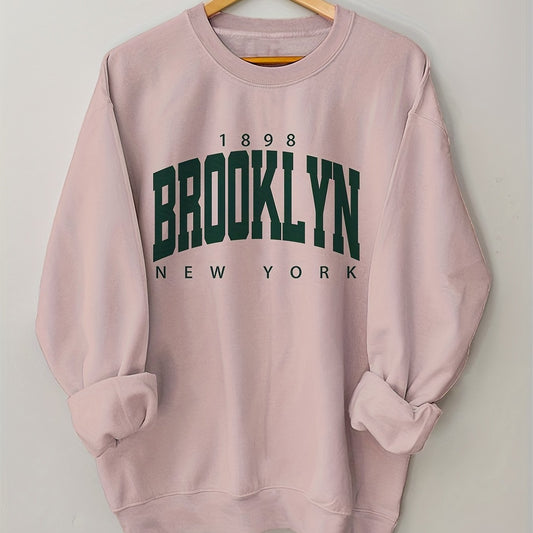 Letter Print Crew Neck Sweatshirt for Women