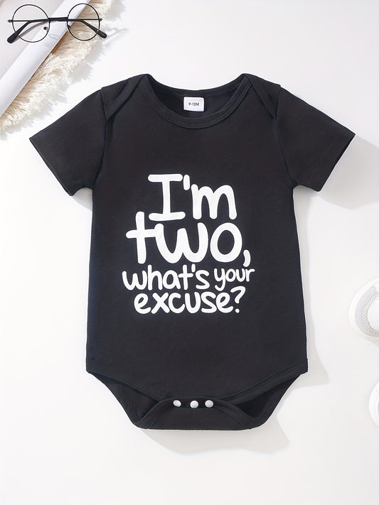Baby Boy Casual Cotton Bodysuit - I'M TWO WHAT'S YOUR EXCUSE