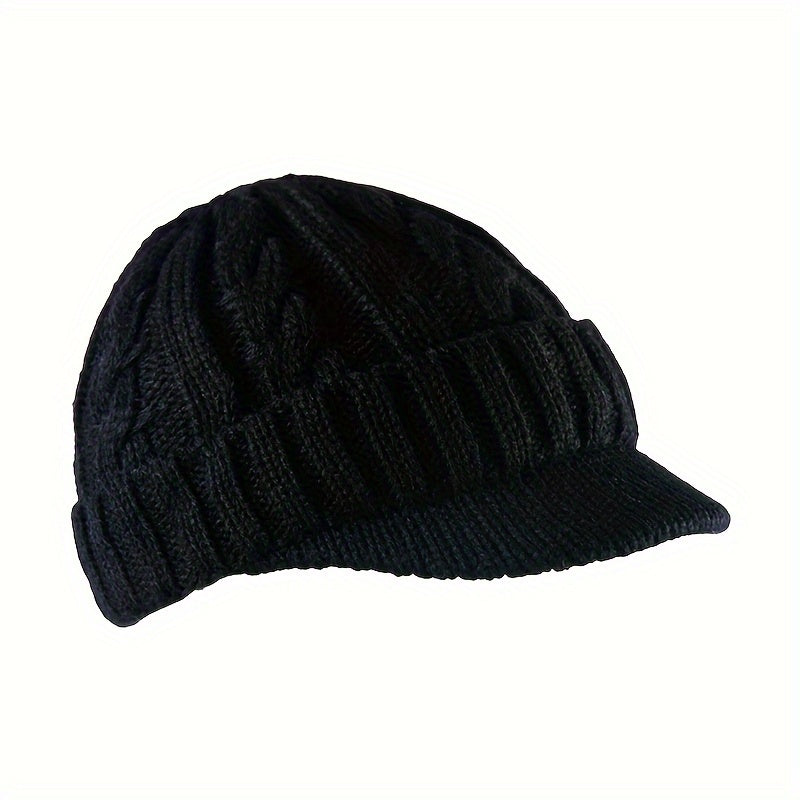 Knit Beanie Visor Cap Warm Winter Hat