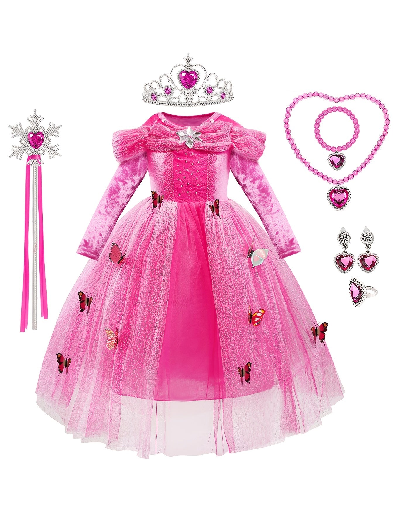 8pcs Butterfly Princess Dress Costume for Girls with Accessories