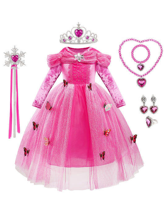 8pcs Butterfly Princess Dress Costume for Girls with Accessories