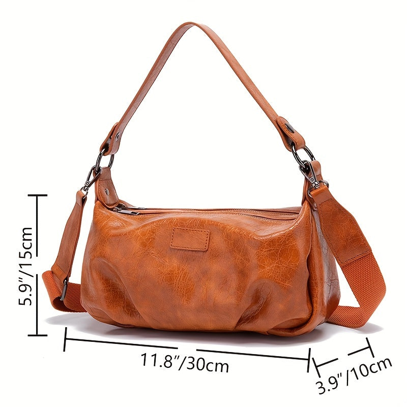 Retro Zipper Underarm Bag Double Layer Crossbody Bag