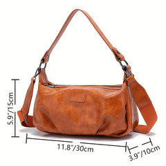 Retro Zipper Underarm Bag Double Layer Crossbody Bag