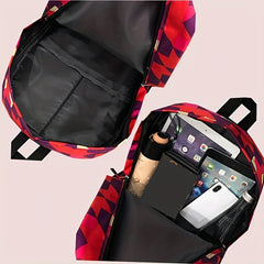 Geometric Large Capacity Preppy Backpack Nylon Durable Lightweight Laptop Daypac