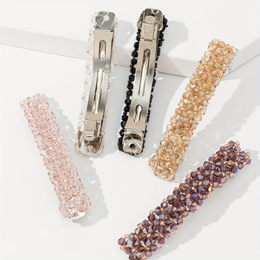 4pcs Rhinestone Decor Hair Clip Barrette Headwear
