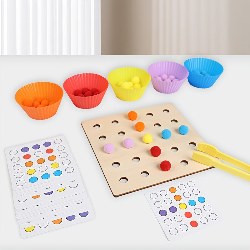Colorful Pom Pom Bead Toys for Children - Educational Play Set