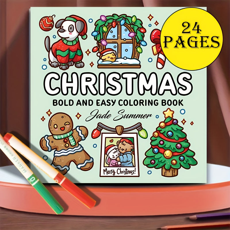Christmas Coloring Book 19x19 24 Pages Soft Cover Relaxation Parent Bonding Gift