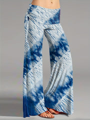  Tie Dye Ruched High Rise Flared Leg Trousers