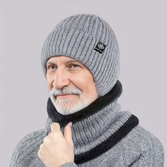 Winter Beanie Hat With Ear Flap Knitted Fleece Beanie Hat