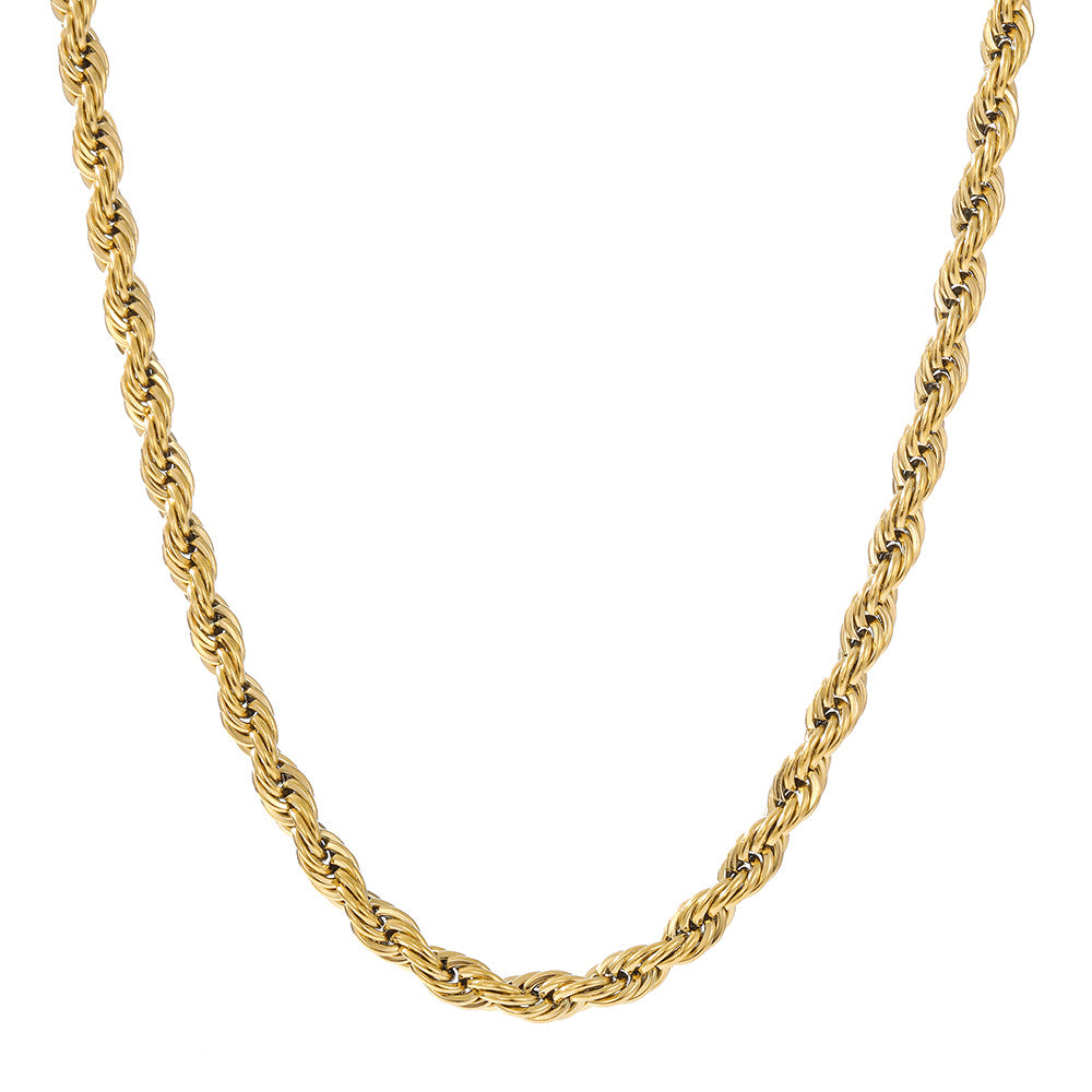1pc Golden Silver Twist Chain Necklace Men Women Couple Necklace