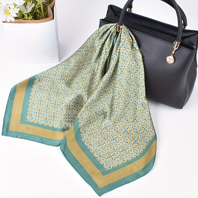 Geometric Floral Bandana Silk Scarf Solid Satin Shawl Neckerchief