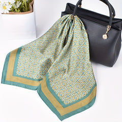 Geometric Floral Bandana Silk Scarf Solid Satin Shawl Neckerchief